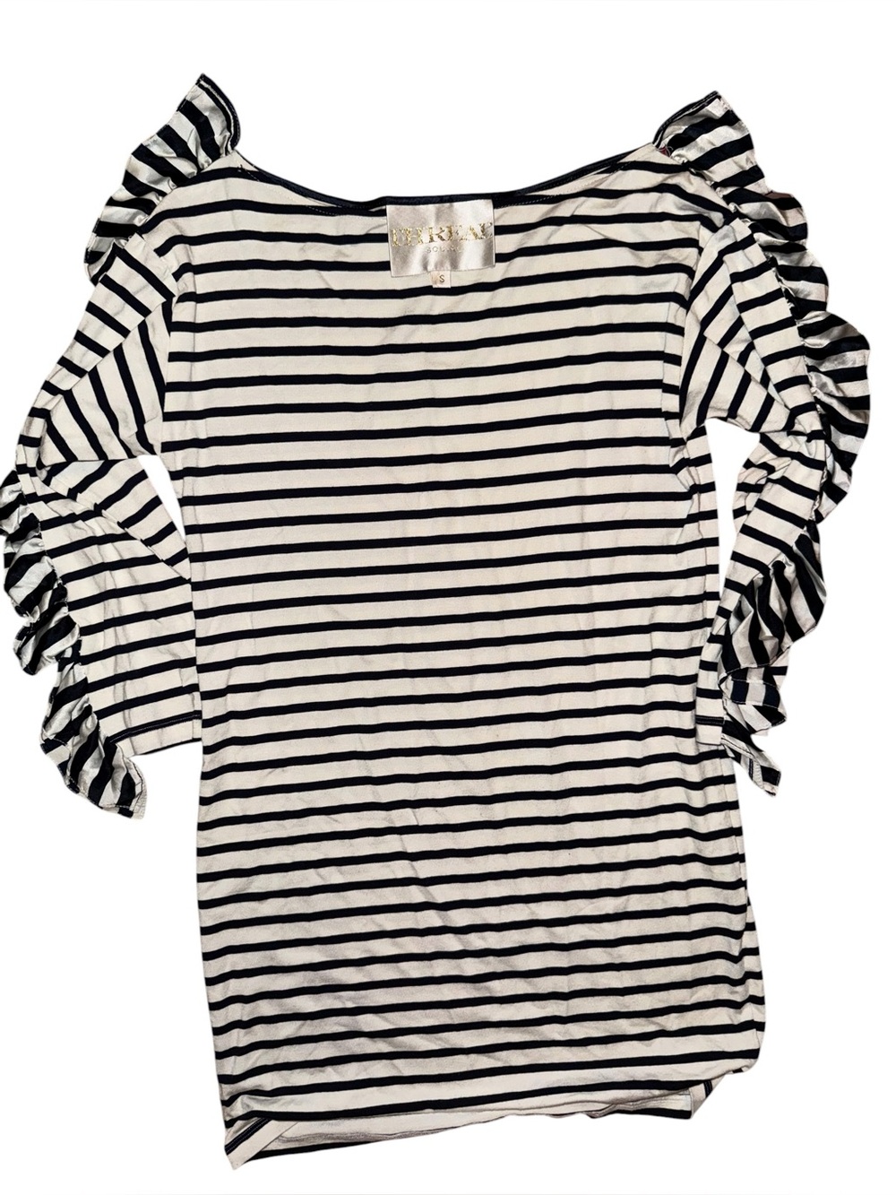 Thread social black and white mini dress with ruffle sleeves xs nwot